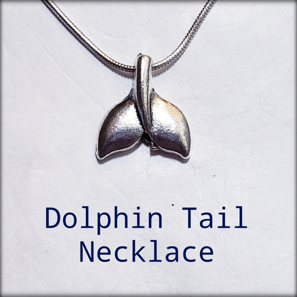 Silver Chain & Silver Tone Dolphin Tail Necklace